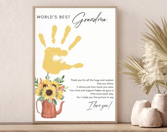Grootoudersdagcadeau | Handafdruk knutselen voor kinderen | Handafdruk kunst aandenken | Cadeau van kleinkinderen | Cadeau voor oma | Knutselen voor peuters