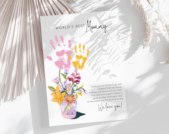 Mother’s Day Gift for Mommy | Handprint Art Craft for Mom | DIY Keepsake Gift from Kids | Christmas | Birthday Present