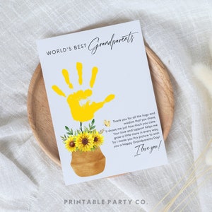 Grandparents Day Handprint Art Craft | Gift for Grandparents from Grandkids | Classroom Activity  | Grandparents Printable Card