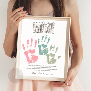 El mejor regalo de arte con huellas de manos de Mimi del mundo / Manualidades de recuerdo personalizadas de bricolaje de nietos / Día de los abuelos / Cumpleaños Navidad Día de la madre