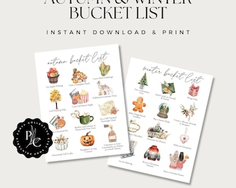 Saisonale Bucket List Journal oder Planer Seite | Herbst- und Herbstaktivitäten | Herbst Bucket List |  To Do Liste | Weihnachts-Countdown