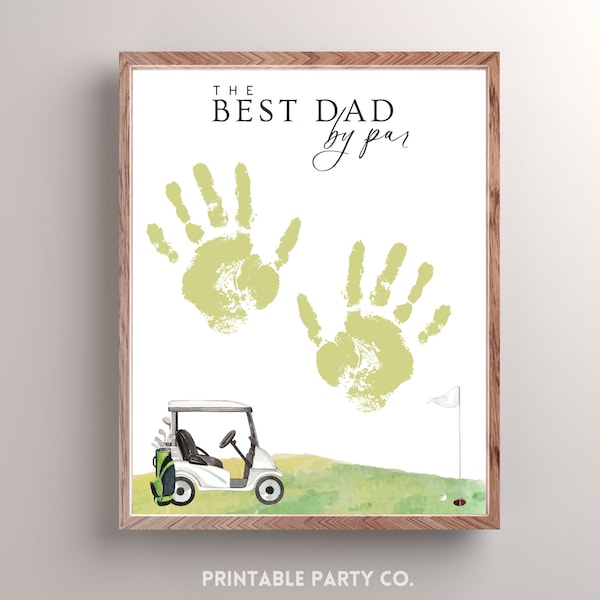 Father’s Day Handprint Art Gift for Dad | Best Dad By Par Sign Gift from Kids | DIY Keepsake Craft Birthday Christmas Present