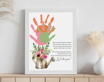 Mother’s Day Handprint Art Gift for Mom | From Kids | DIY Keepsake | Birthday Gift for Grandma, Aunt, Stepmom | Growing like a Flower