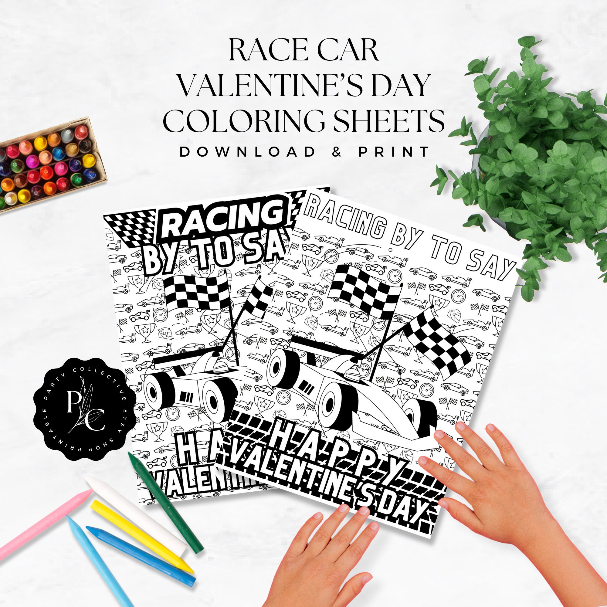 Valentine's Day Race Car Coloring Pages, Activity for Children Teens Preteens, Preschool and ...