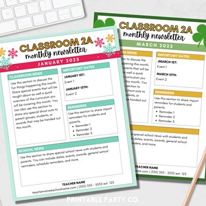 Seasonal Classroom Monthly Newsletter Template: Editable Bundle for Teachers, Schools, Churches, PTA/PTO - Unique Teacher Appreciation Gift