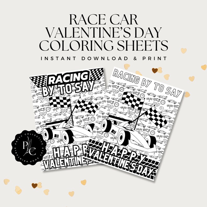 Valentine's Day Race Car Coloring Pages, Activity for Children Teens ...