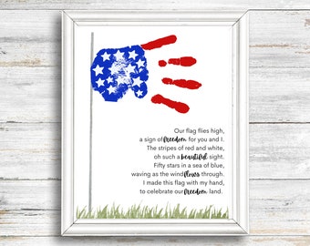 Flag Handprint Craft for Kids | Printable US Flag Handprint Art ...