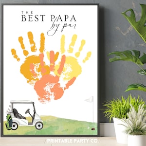Father’s Day Handprint Art Gift for Papa | Best Papa By Par Sign Gift from Grandkids | DIY Keepsake Birthday  Christmas Present