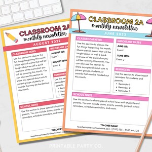 Monthly Newsletter Template Set | Yearly PTO PTA Newsletter | Seasonal School Year Meeting Agenda Organizer | Parent Communication Handout