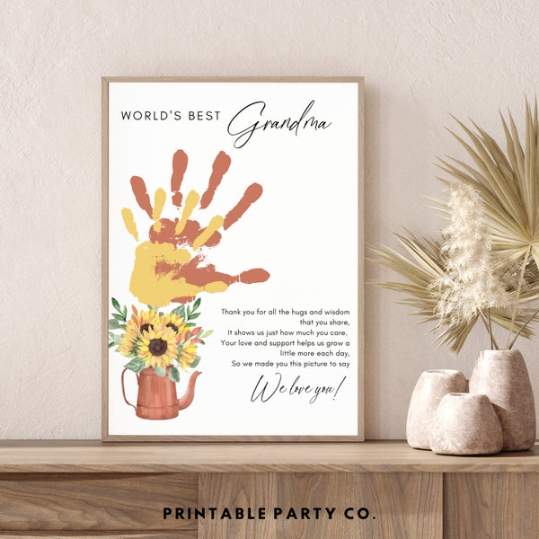 Mother’s Day Gift for Grandma | Handprint Art Craft | DIY Gift from Grandkids | Christmas | Grandparents Day Keepsake | Birthday Present