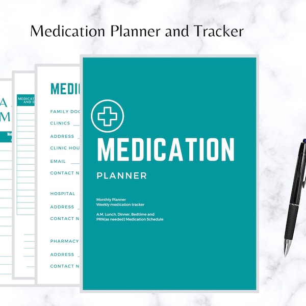 Medical Planner, Medical Trackers, Health Tracker, Medical Organizer, Health Care Planner, Medication Log, Medical Journal, medical history