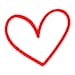 Op de afbeelding: Een rood hart getekend met een dikke lijn.