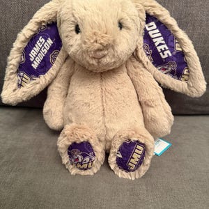 College Bunny - Beige - Made with Offical James Madison University Fabric - READY-TO-SHIP