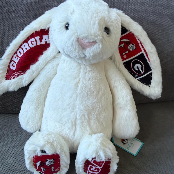 College Bunny - Cream - Made with Official University of Georgia Fabric - READY-TO-SHIP