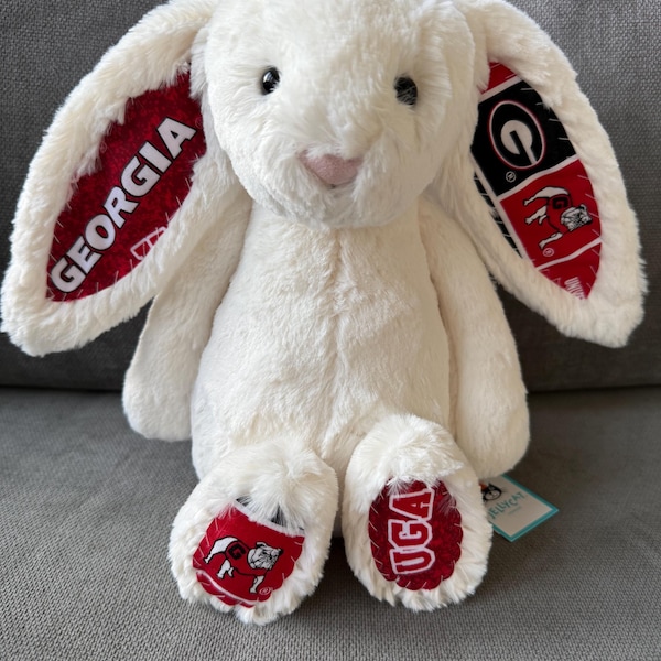 College Bunny - Cream - Made with Official University of Georgia Fabric - READY-TO-SHIP
