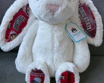 College Bunny - Cream - Made with Official Ohio State University Fabric - READY-TO-SHIP