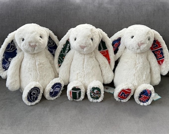 Custom College Bunny - Cream - College Acceptance Gift • Graduation Keepsake • Alumni School Spirit • Bed Party Decor