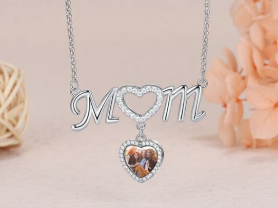 Necklace Heart Shaped Rhodium | Etsy 