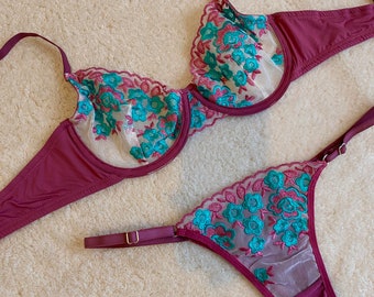 Multicolor Floral Lingerie Set