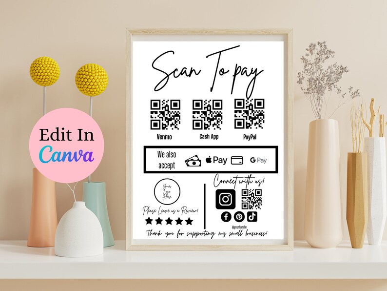 Editable Scan to Pay Sign Printable Scan to Pay Template QR - Etsy