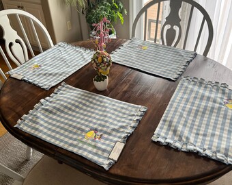 Set of (4) 14” by 19” Cotton Gingham Print Placements