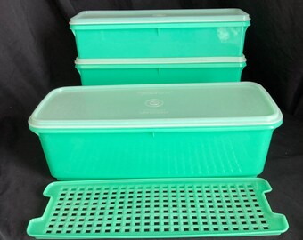 Vintage Large Tupperware Jadite Easy Crisp Refrigerator Container. Celery  Keeper / Container / Food Storage 782-4 with Lid 784-6