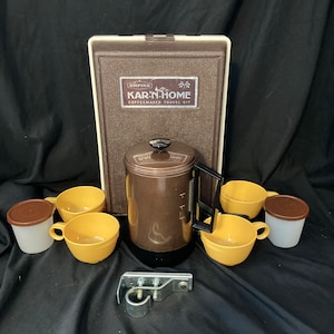 Vintage Travel Coffee Maker Empire Home N Away Percolator Black Carrying  Case Coffee Cups Portable Coffee Pot RV Trailer 