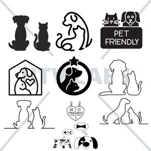 Katze und Hund Liebe SVG Bundle Digital Download Cut File für Cricut, Silhouette, Clipart, Layered Files, Svg, Png