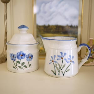 Cream & Sugar Set Vintage Hand Painted Floral, Charming Country Tea Time Decor, Perfect Gift for Her