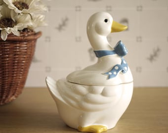 Vintage Kitchen Country Baby Goose Canister - Blue Ribbon