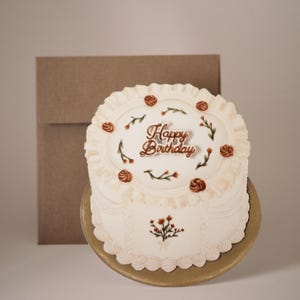 Carte découpée vintage pour gâteau rococo, voeux d'anniversaire fantaisistes pour les amateurs de gâteaux, cadeau idéal pour les anniversaires et les célébrations