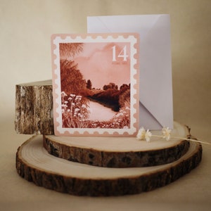 Tarjeta de felicitación sellada con el amor de la naturaleza: sello único en forma de rosa para San Valentín, tarjeta hecha a mano para un regalo romántico