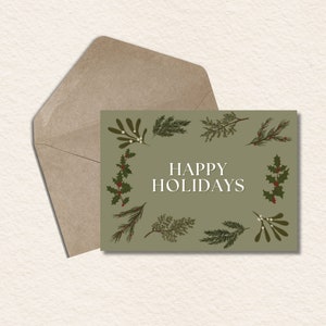 DRUCKBARE Karte - H010 Weihnachtswurzeln, botanische Weihnachtskarte mit Card Liner, Original Design - Digitaler Download druckbare Weihnachtskarten