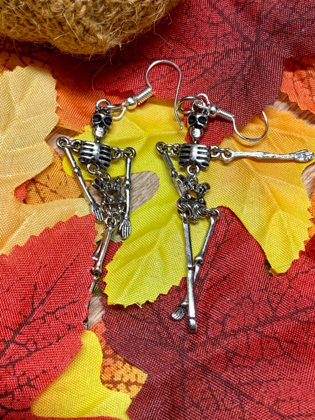 Skeleton Earrings Dangling Halloween Skeleton Earrings Etsy