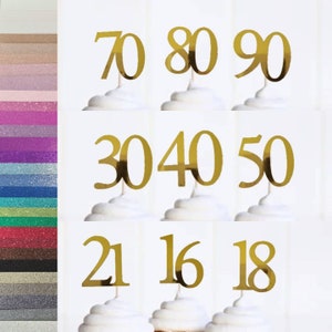 16th, 18th, 21st, 30th, 40th, 50th, 60th, 70th, 80th, 90th Birthday cupcake toppers, Birthday party, Happy birthday,  cupcake decorations