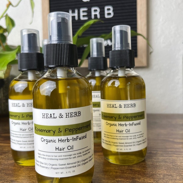 Peppermint & Rosemary Organic Herbal Hair Oil/ Herbal hair growth oil /Castor Oil/