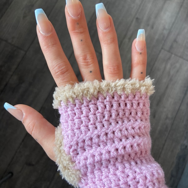 Pink Crocheted Arm Warmers