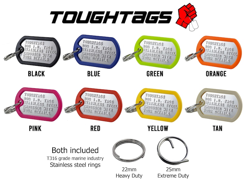Dog Tags for Dogs - literally! Dog ID tags, Pet ID Tag, Dog name tag, Custom pet tag, Dog collar tag. Military style, tough and quiet image 10