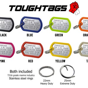 Dog Tags for Dogs, Pet ID tags based on US military tags, customized with your details. Stainless steel and virtually indestructible Bild 10