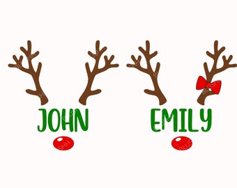 Reindeer Kids Name Frame Christmas SVG, Rudolph Reindeer Clipart SVG, Christmas Antlers Name frame, Kids Girl Boy Holiday Monogram svg png
