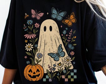 Retro Floral Ghost png, Halloween Floral Ghost png, Spooky Season png, Cute Ghost png, Boho Floral Boo Ghost png, Autumn Vibes png, Fall png