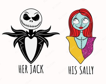 Her Jack And His Sally SVG, Couple Jack And Sally SVG, The Nightmare Before SVG, Halloween shirt svg, Dr Finkelstein Svg, Sally silhouette