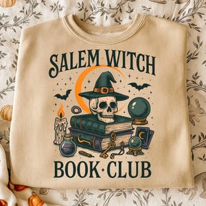 Salem Witch Book Club png, Spooky Book Lover png, Halloween Witch png, Bookish Halloween png, Witches Salem png, Massachusetts Halloween png