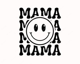 Mama groovy Smiley svg Muttertag png Retro Mama svg Boho Mama png Groovy Mama Smiley svg Mutter Trendy svg Cutfile Mama t Shirt Becher Clipart