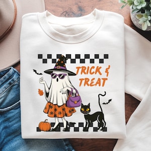Ghost Trick Or Treat png, Retro Halloween Pumpkin png, Spooky Season Vibes png, Funny Halloween png, Halloween Cute Ghost png, Black Cat png