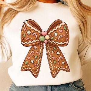 Gingerbread Coquette Bow png, Gingerbread Candy Bow png, Christmas Coquette Bow png, Retro Xmas Bow png, Cute Bow png, Girly Christmas png