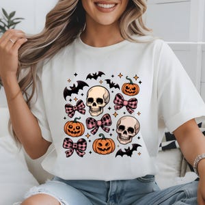 Halloween Skull Bow png, Spooky Season Vibes png, Halloween Coquette Bow png, Retro Trendy Halloween png, Scary Pumpkin png, Skeleton png