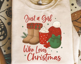 Bara en tjej som älskar julen png, söt tjejjul png, god jul-tröja, mysig frystid, mysiga vintervibbar png, jul png