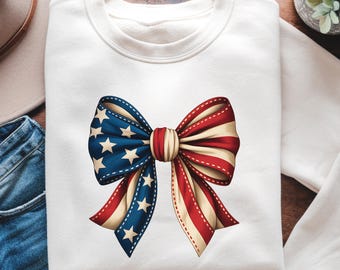 USA Coquette Bow png, Patriotic Independence Day png, 4th Of July png, USA Flag png, American Girly Flag png, Red White And Blue Bow png