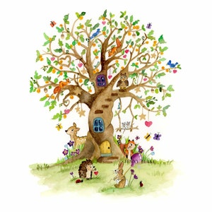 Children's Tree of Happiness illustration print